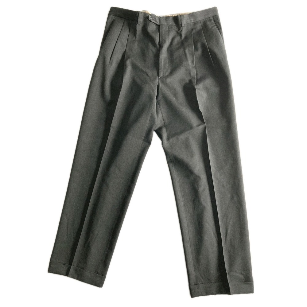 Pazoni Dress Pants Men 40 (38x31) Grey Wool Pleated Cuffed Slacks Made Italy EUC